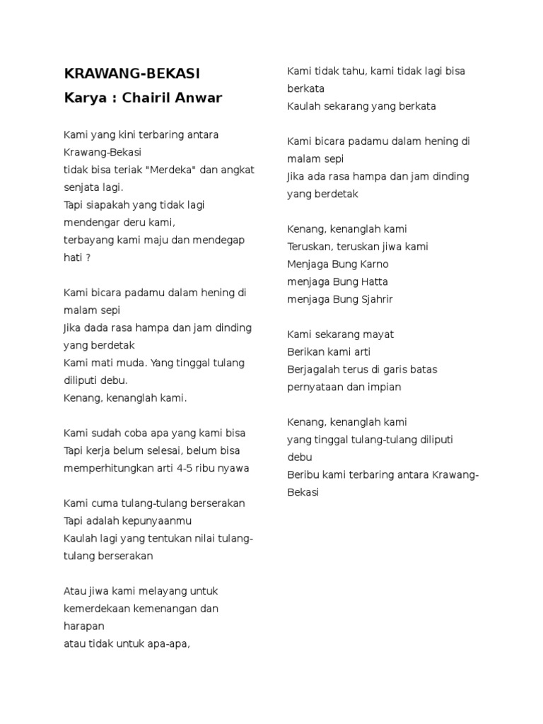 Teks Puisi Hampa Karya Chairil Anwar - 1553444069?v=1