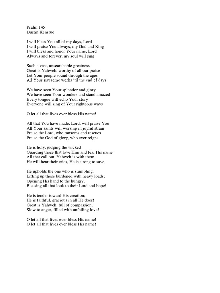 Psalm 145 Lyrics | PDF
