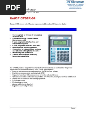 Exor Cp01r 04 Specsheet Pdf User Interface Computer Keyboard