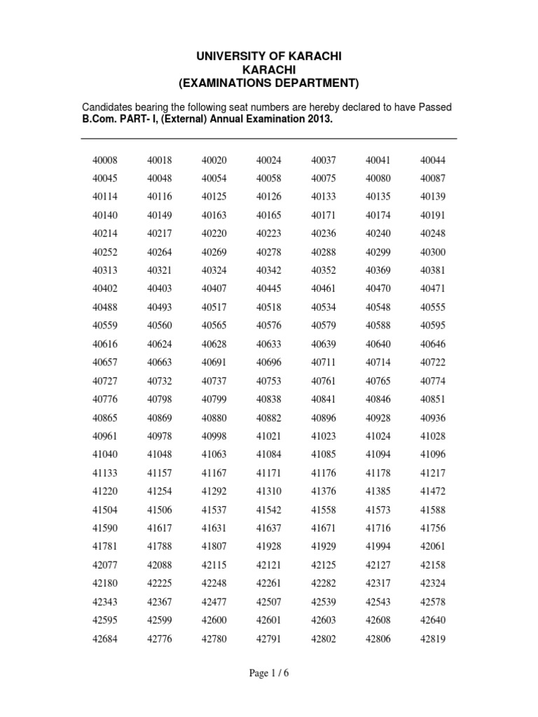 Karachi University BA Bcom Result 2013-2014 | PDF