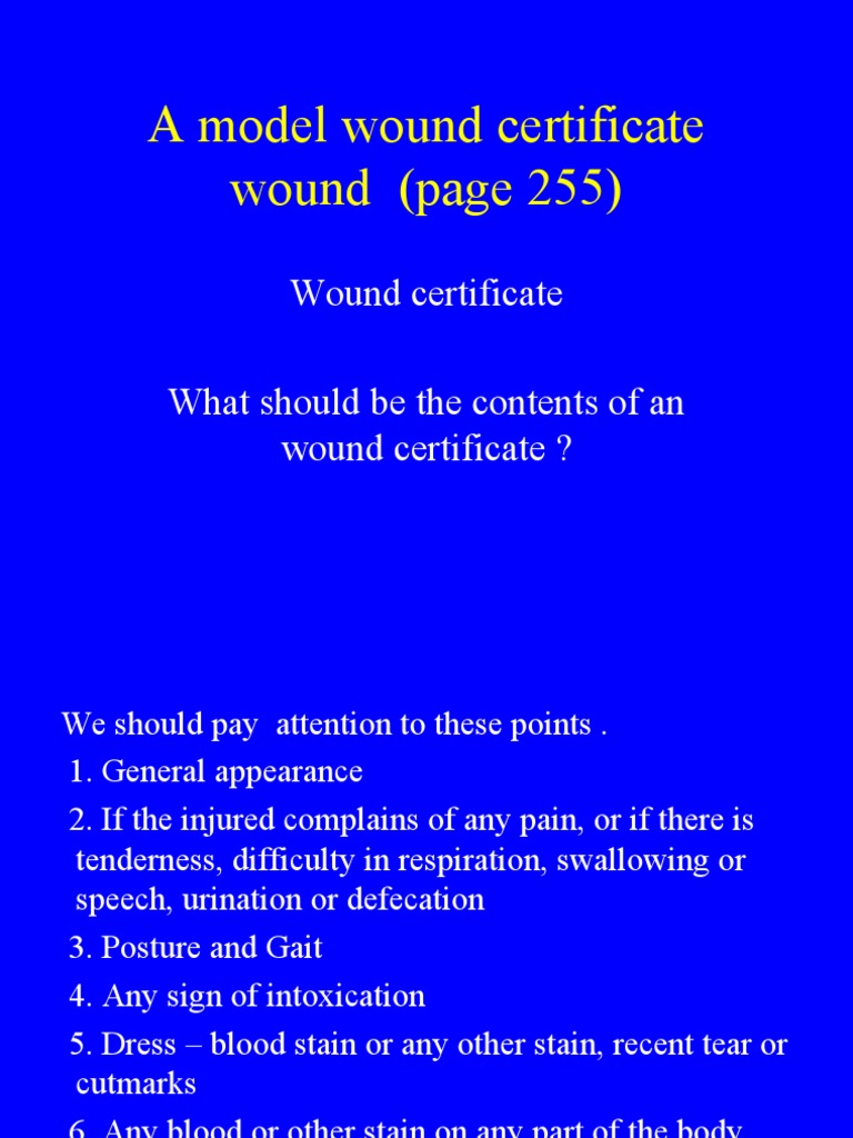 Wound Certificate | PDF | Shock (Circulatory) | Bleeding