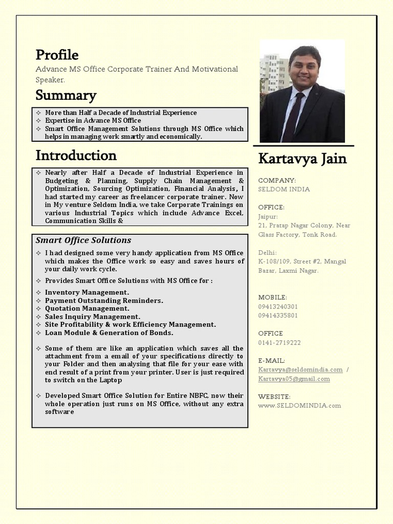 Trainer Profile - Kartavya Jain | PDF | Supply Chain Management | Databases