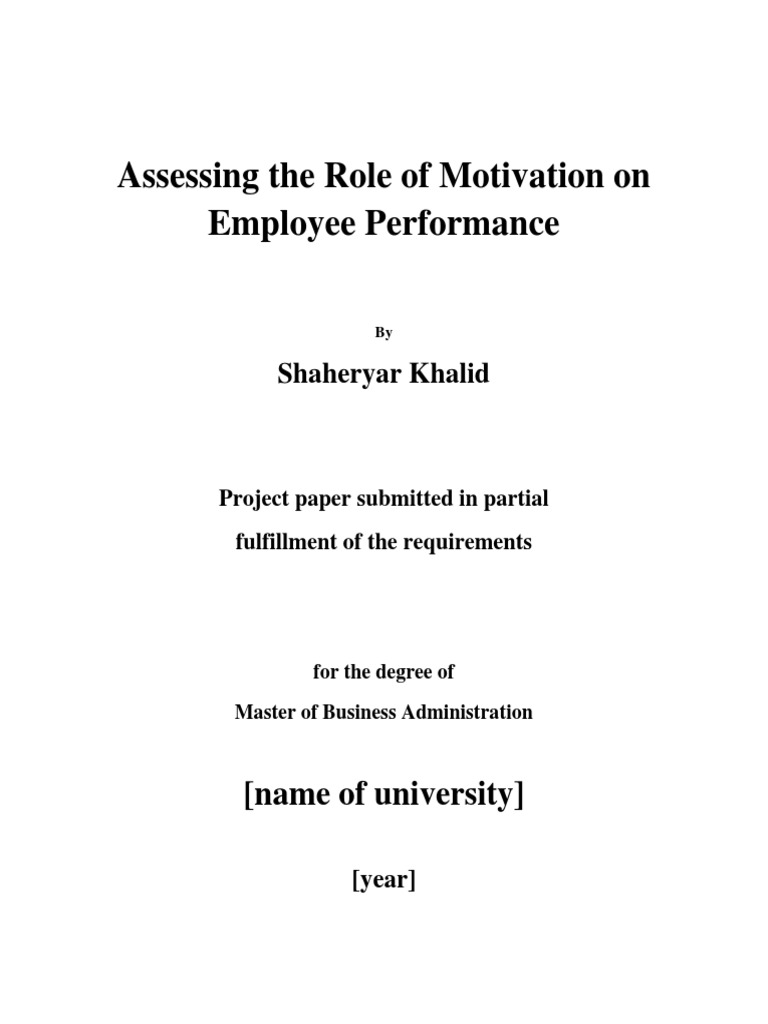 bachelor thesis employee motivation and performance