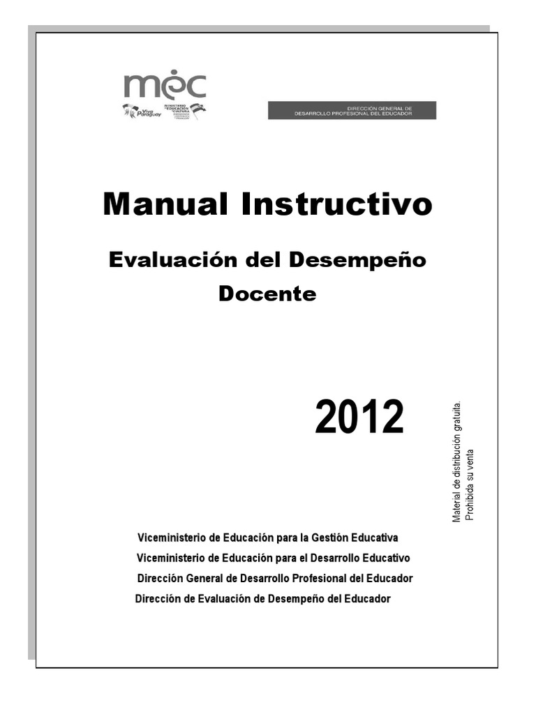 Manual de Evaluación del Desempeño Docente | PDF | Evaluación | Plan de ...