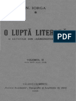 Nicolae Iorga - O Luptă Literară - Articole Din Sămănătorul. Volumul 2 - (Iulie 1905-April 1906)