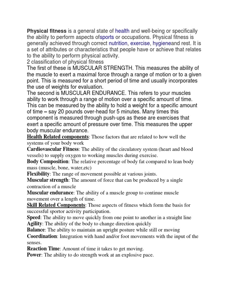 Understanding Physical Fitness Components | PDF | Wellness