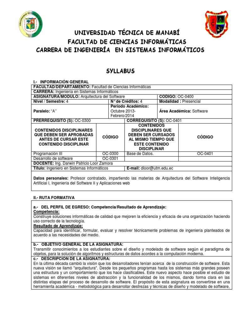SYLLABUS | PDF | Ingeniería de software | Software