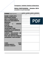 Formulário Pré-Inscrição 2014 Outubro