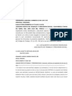 Sentencia laboral sobre despido injustificado