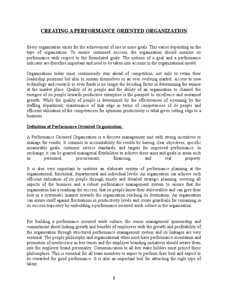 Building a Performance-Oriented Organization | PDF | Goal | Performance ...