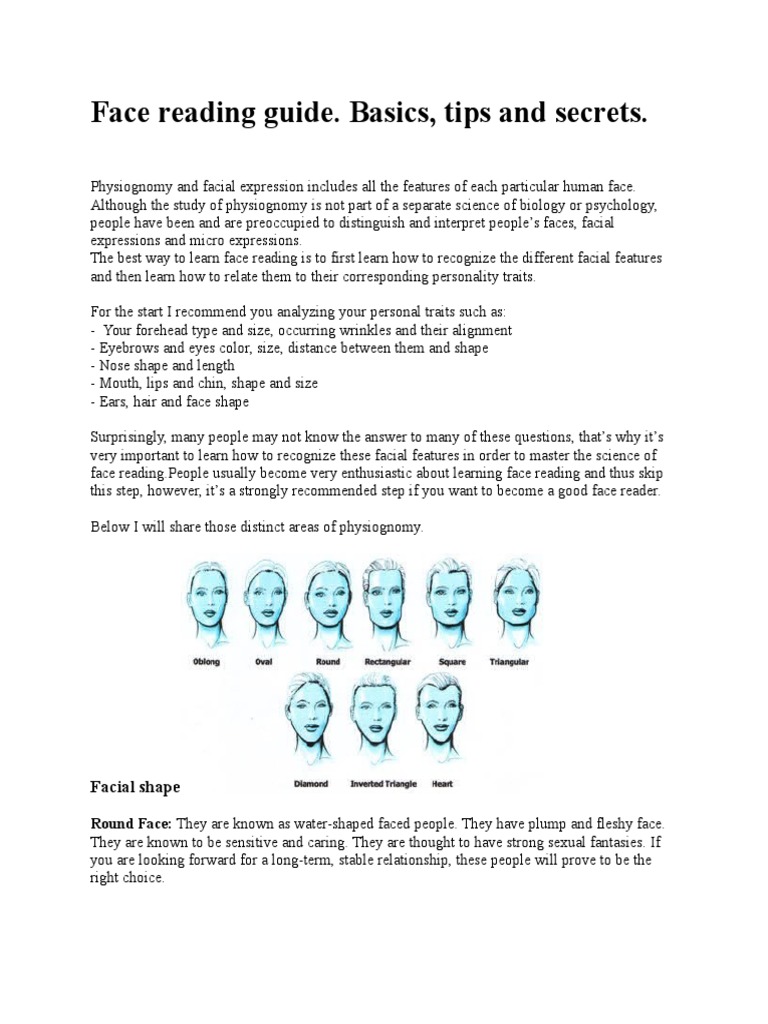 Face Reading Guide PDF Face Eyebrow