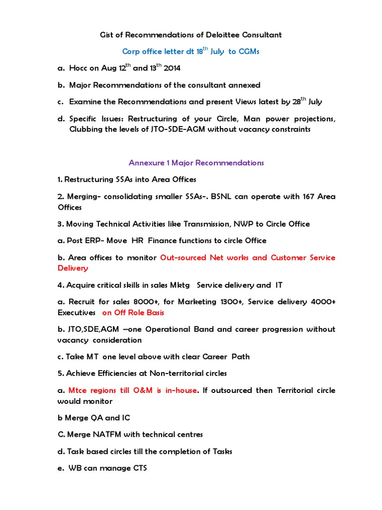 RecommendatioRecommendations-of-Deloitteens of Deloittee | PDF ...