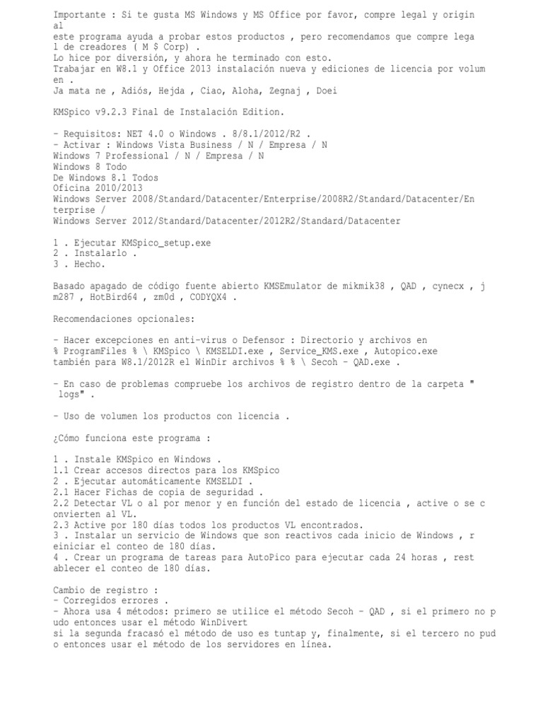 ReadMe KMSpico Install | PDF | Microsoft Windows | Software