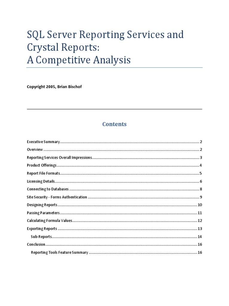 SQL Server Reporting Services and Crystal Reports | PDF | Login ...