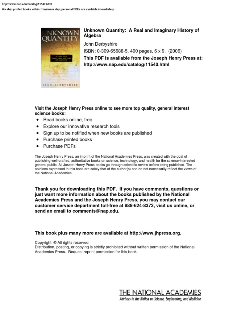 Unknown Quantity A Real and Imaginary History of Algebra