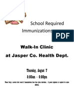 School Required Immunizations: Walk-In Clinic at Jasper Co. Health Dept