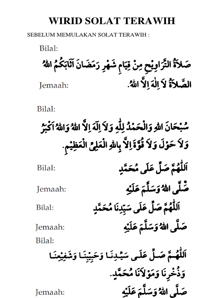 Wirid Solat Tarawih Arabmykrk Com