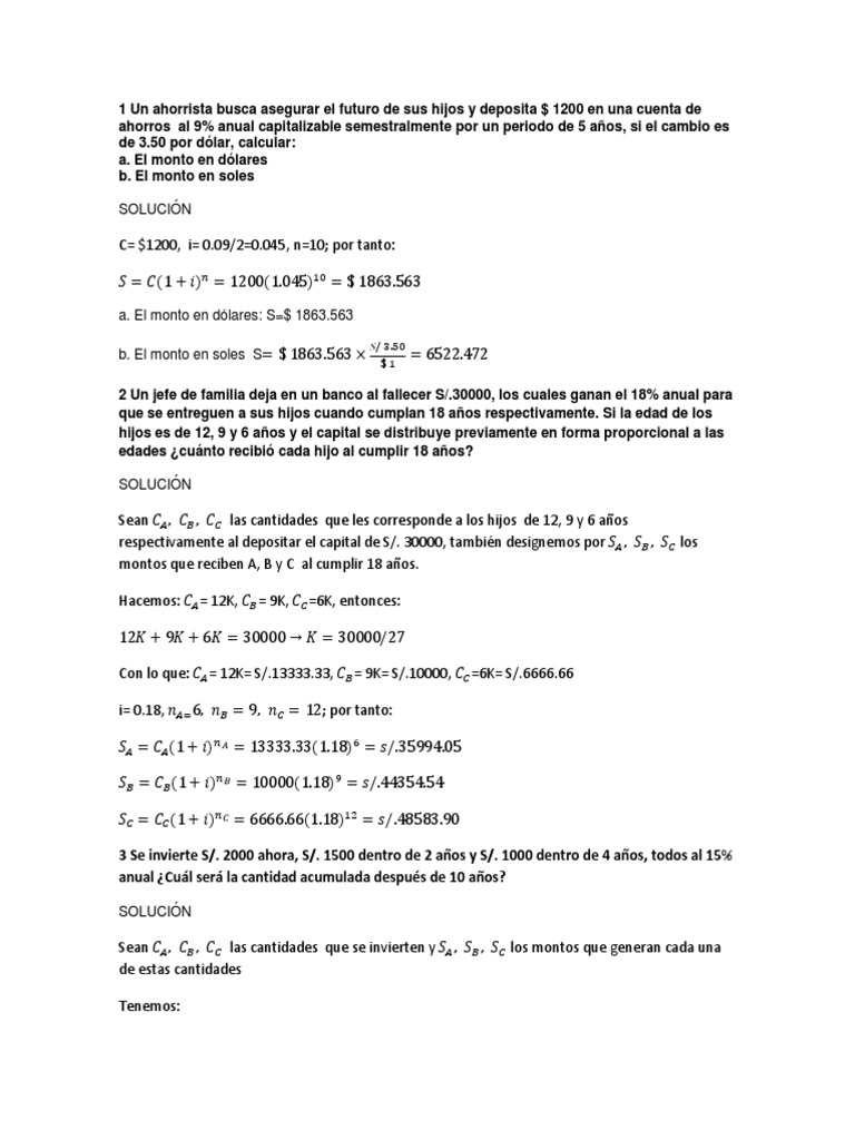 Problemas de Matematicas Financieras | PDF | Pagos | Bancos