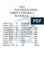 2014 varsity schedule