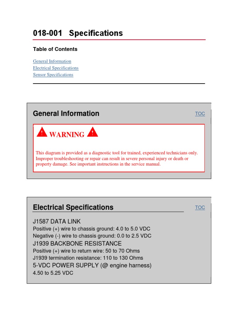 018-001 Specifications: General Information | PDF | Electrical ...