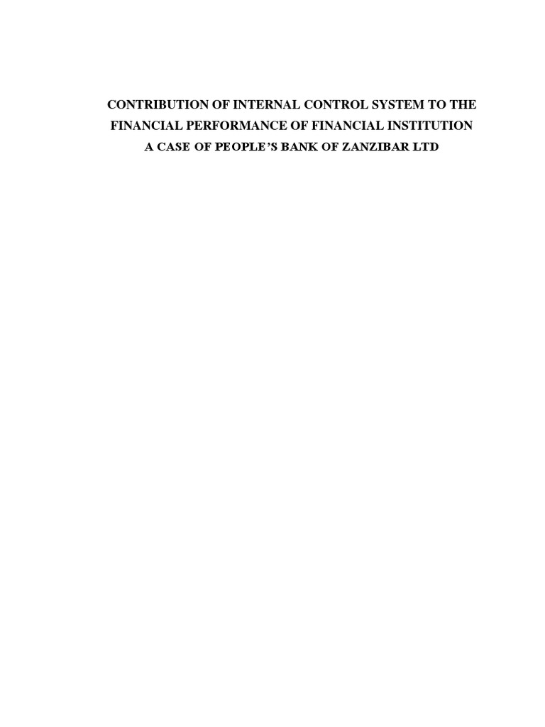 Contributions of Internal Control System To The Financial Performance ...