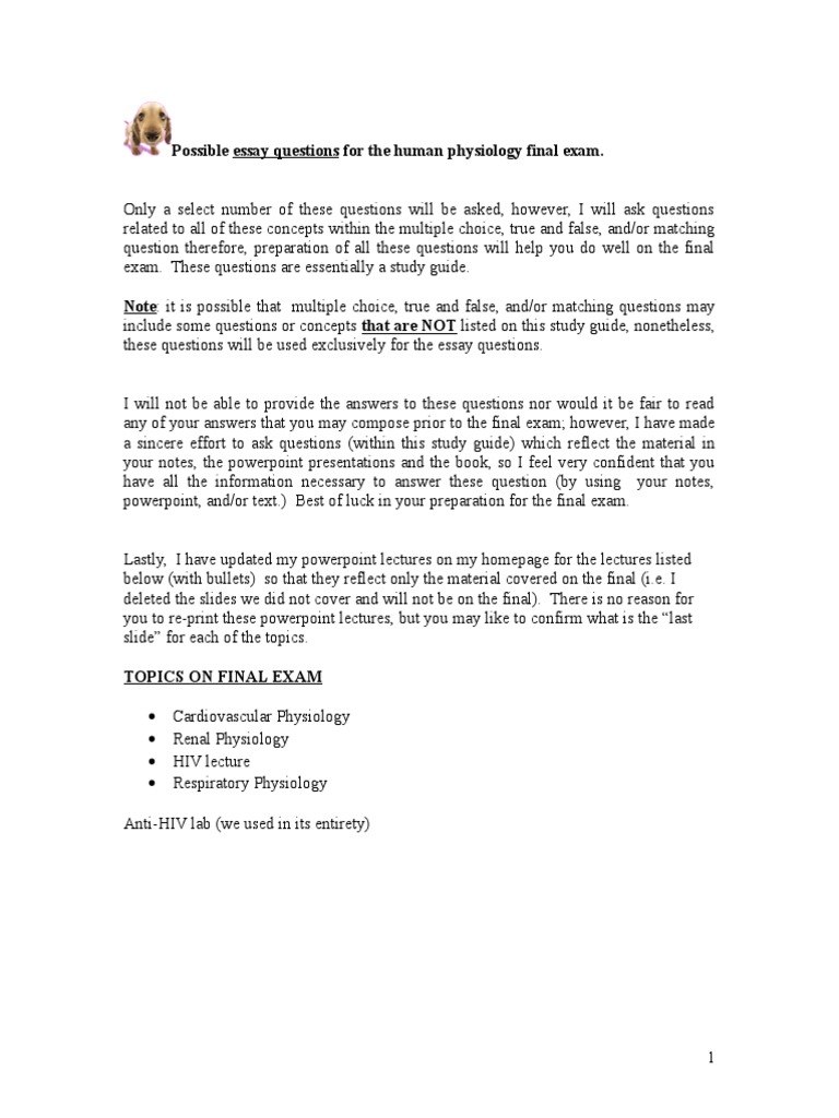 Short answer essay questions anatomy and physiology picture