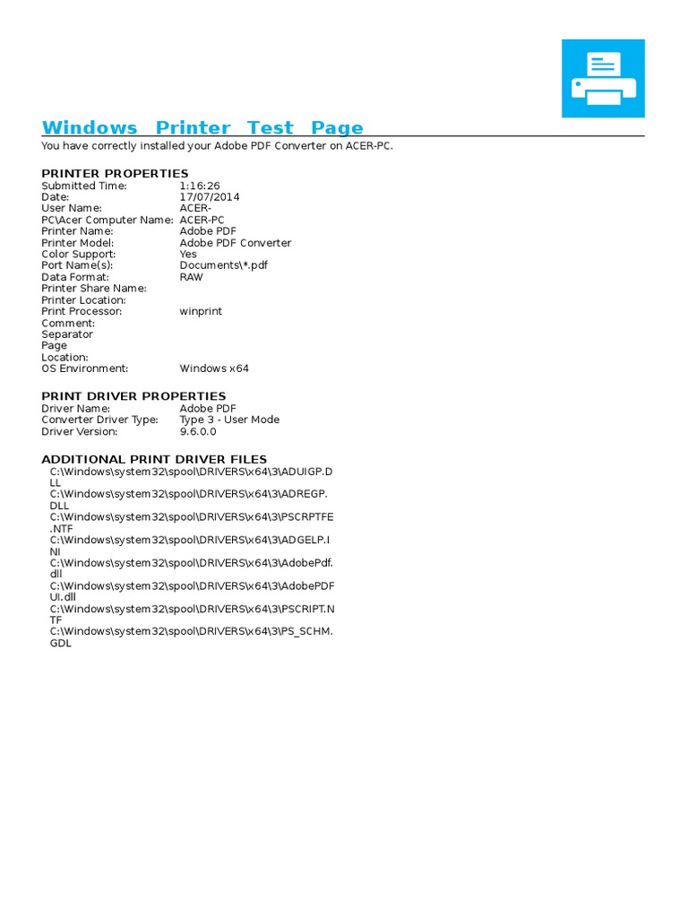 Windows P R Inter T Est P A Ge: Printer Properties | PDF | Business ...