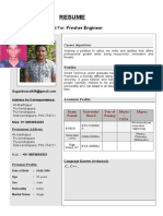 Resume: Post Applied For: Fresher Engineer