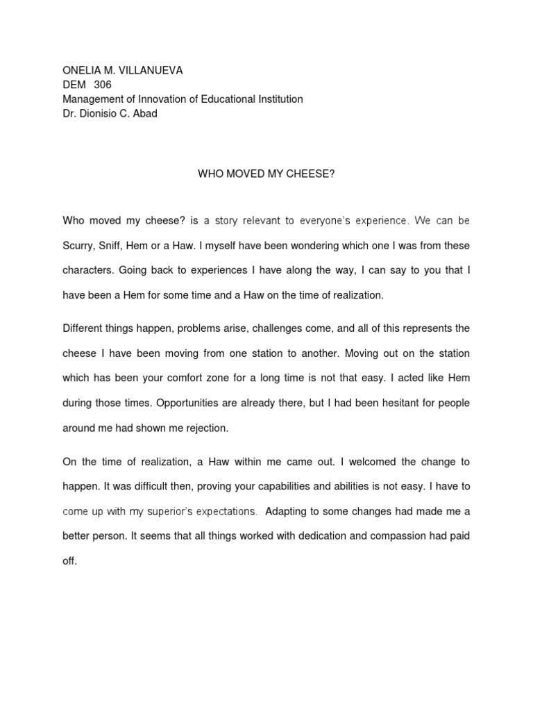 Who Moved My Cheese PDF