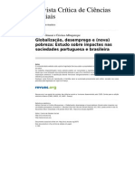 Rccs 3970 92 Globalizacao Desemprego e Nova Pobreza Estudo Sobre Impactes Nas Sociedades Portuguesa e Brasileira