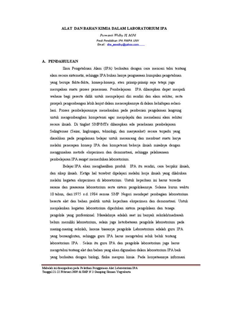 Jurnal Pengenalan Alat Dan Bahan Laboratorium Kimia Pdf