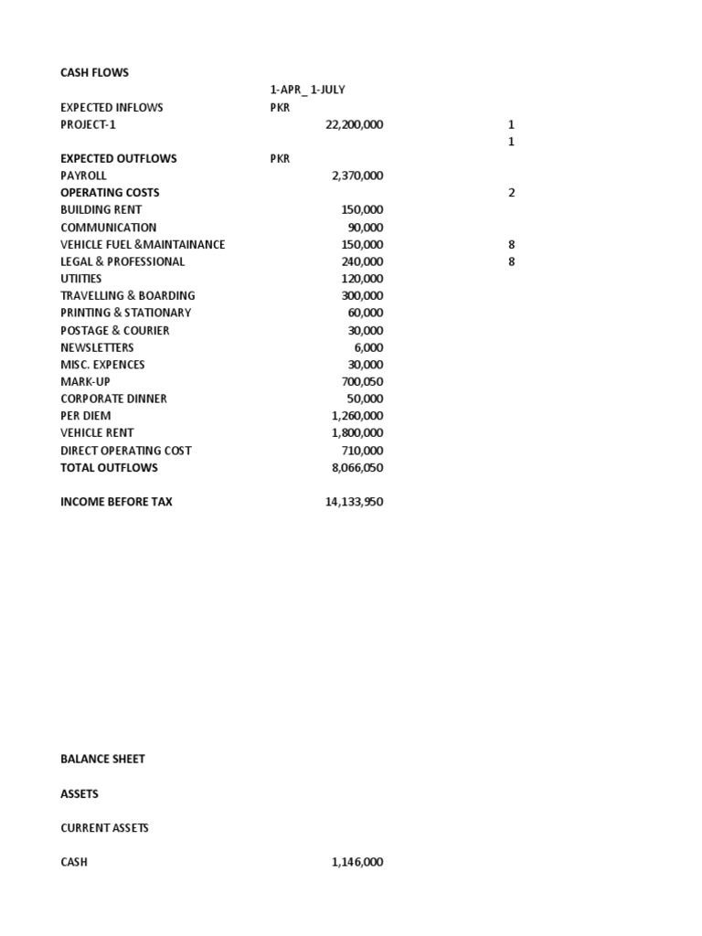 Cash Flow Analysis and Balance Sheet Summary | PDF