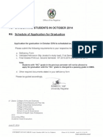 Schedule of Application For Graduation October 2014