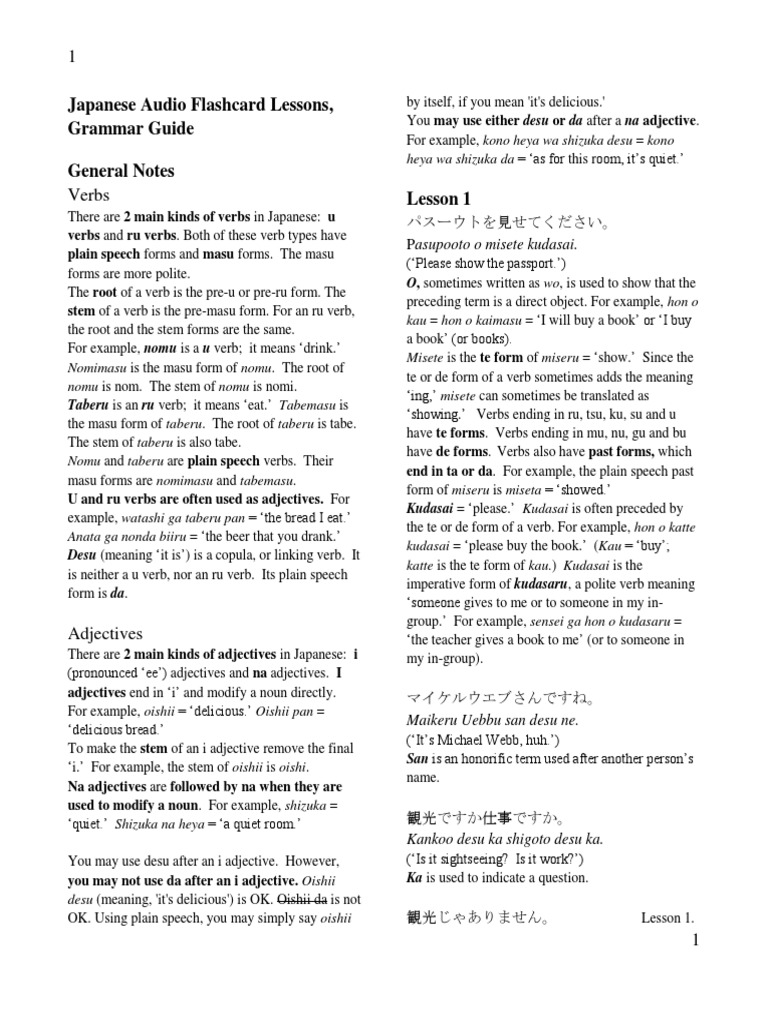 Japanese Grammar: Verbs & Adjectives Guide | PDF | Japanese Language | Verb