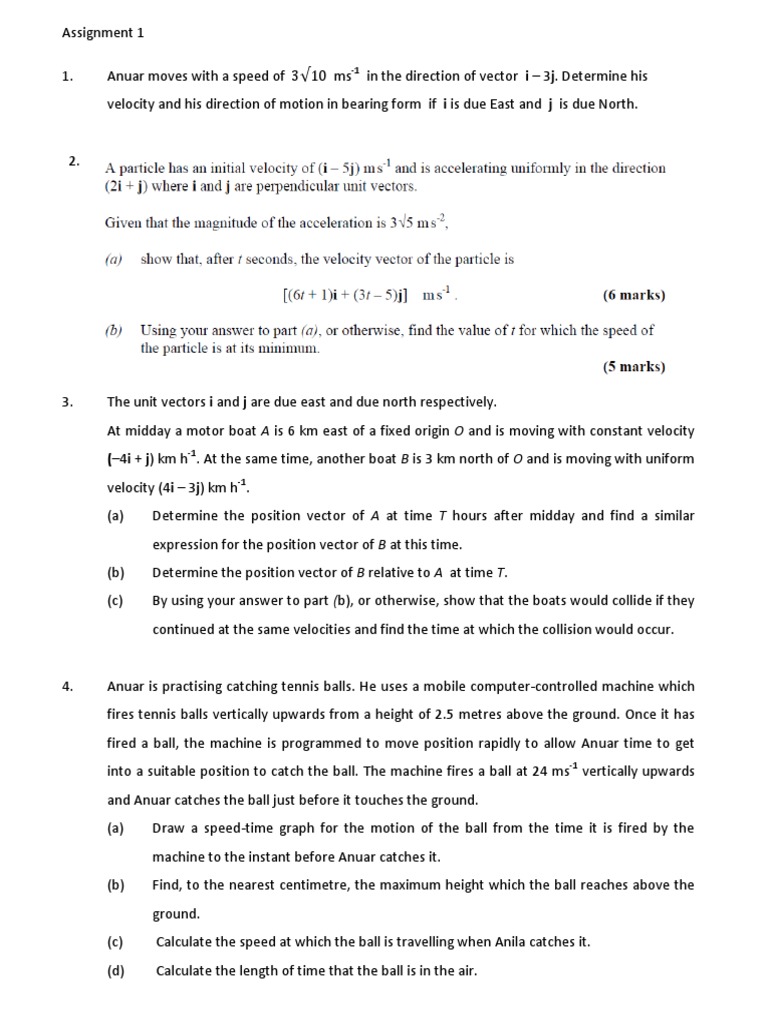 Kinematics and Motion Analysis Assignment | PDF | Velocity | Speed