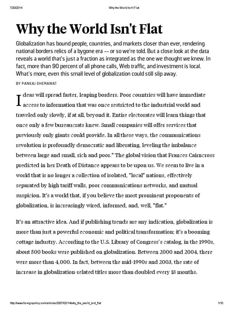 Why The World Isn't Flat | PDF | Internationalization | Globalization