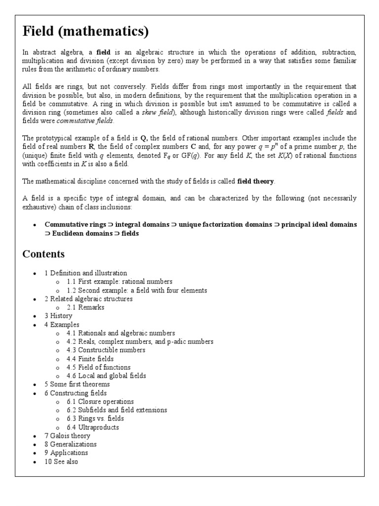 Field (Mathematics) : Commutative Rings | Download Free PDF | Field ...