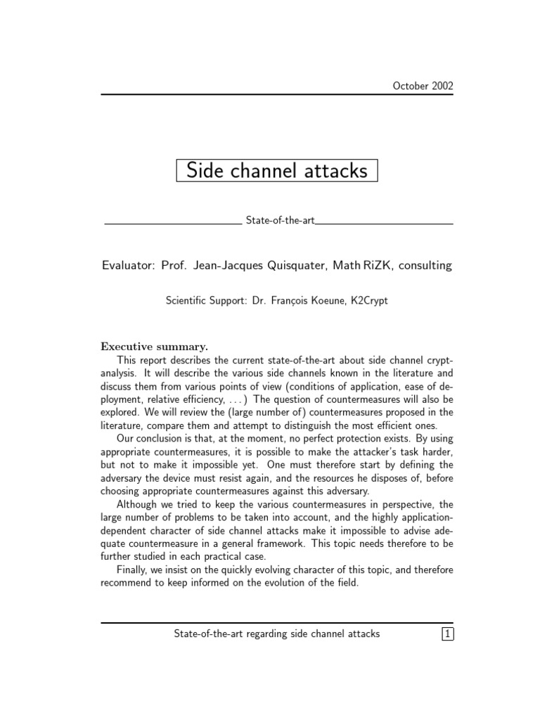 1047 Side Channel Report | PDF