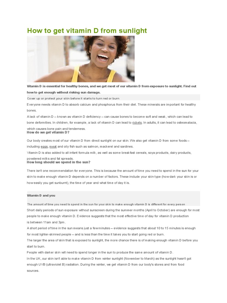 How To Get Vitamin D From Sunlight | PDF