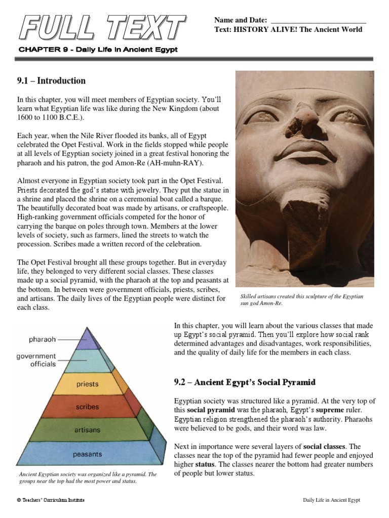 Chapter 9 - Daily Life in Ancient Egypt FULL TEXT With Pictures | PDF | Ancient  Egyptian Religion | Ancient Egypt