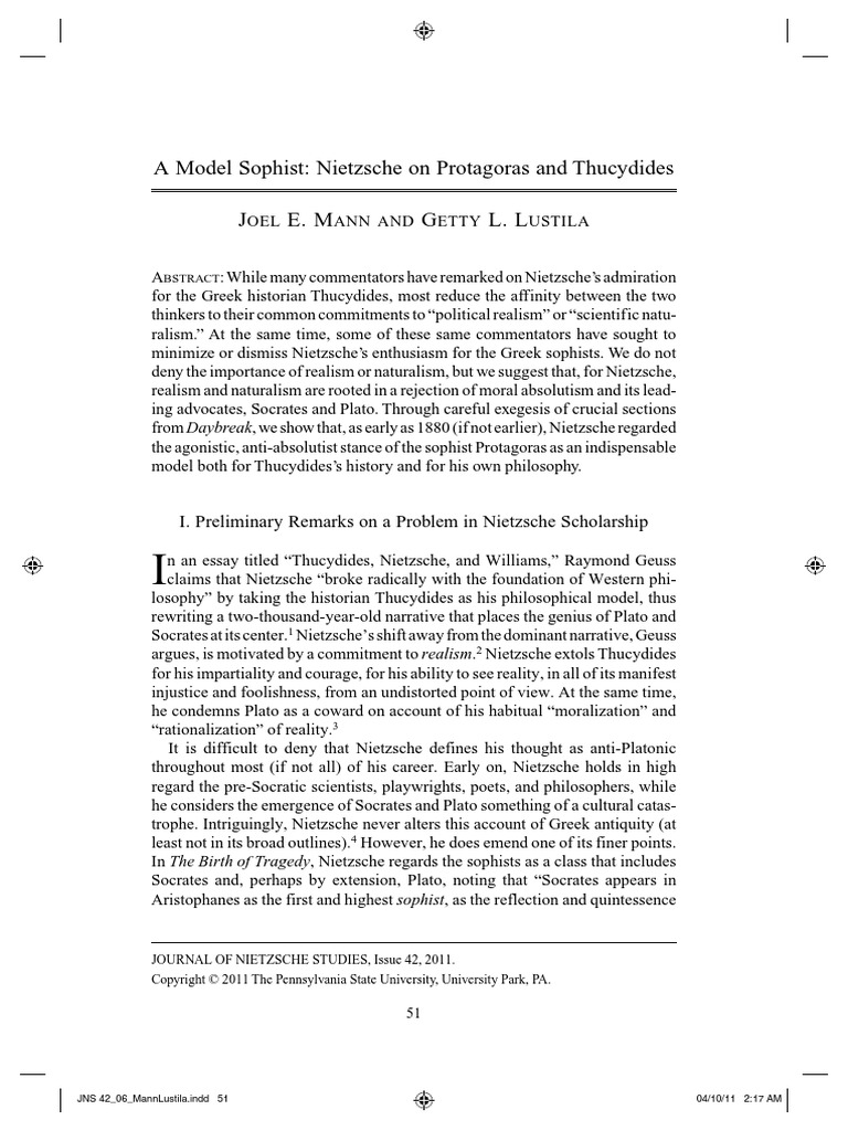 A Model Sophist | PDF | Thucydides | Friedrich Nietzsche