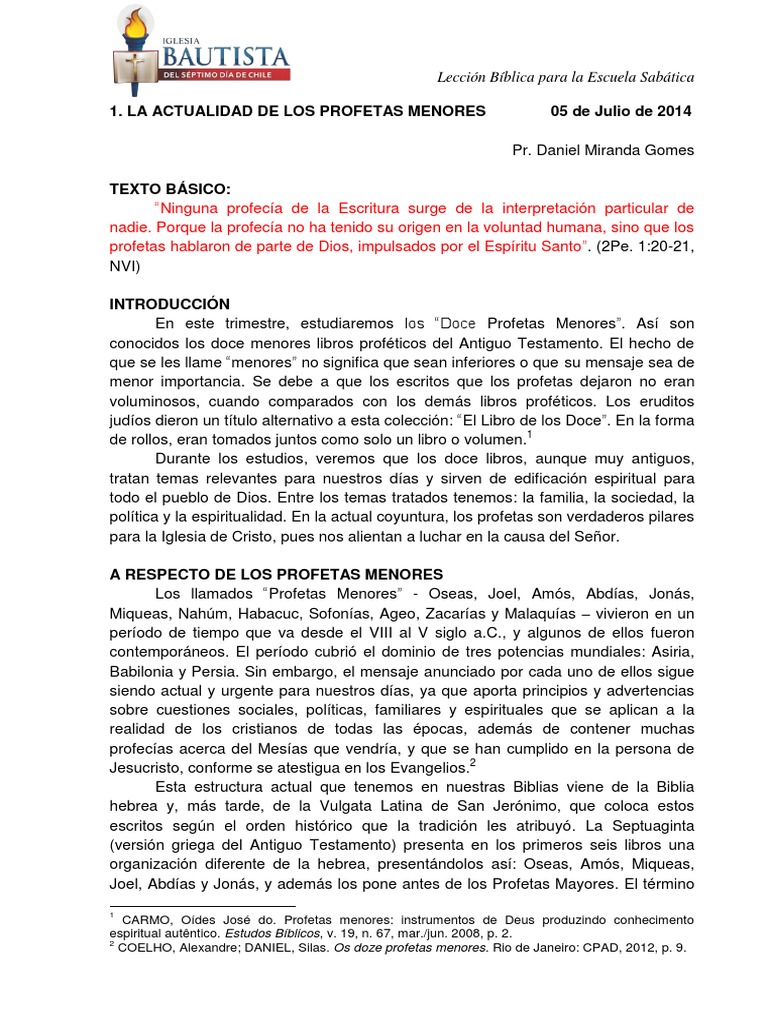 La Actualidad de Los Profetas Menores | PDF | Doce profetas menores ...