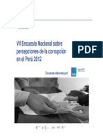 VII Encuesta Nacional Sobre Percepciones de La Corrupcion en El Peru 2012