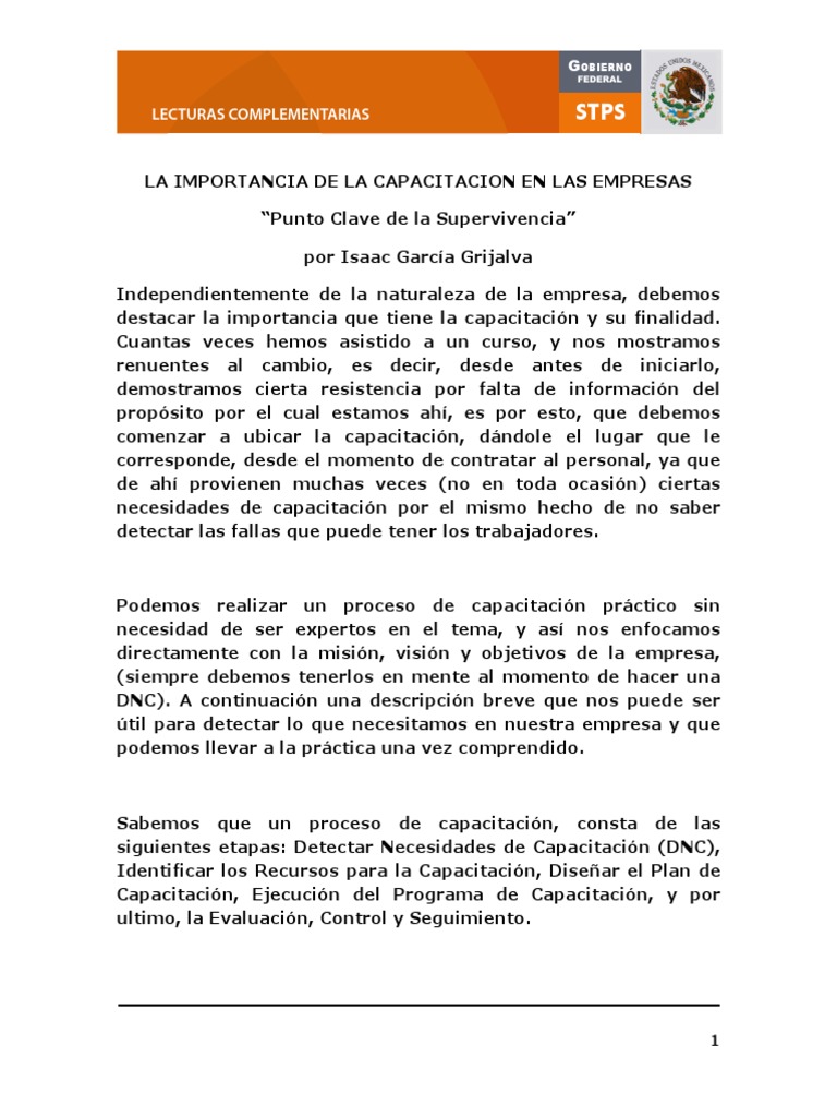 La Importancia De La Capacitacion En Las Empresas Pdf Pdf