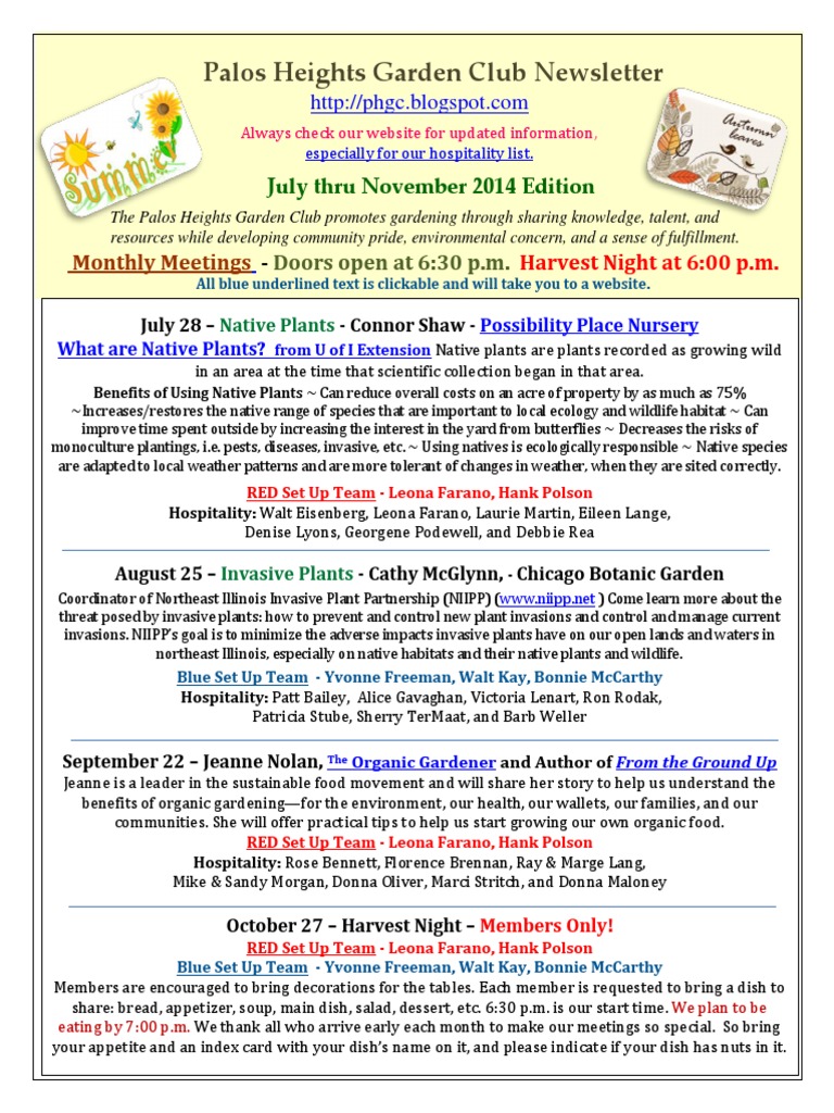 PHGC Newsletter: July-Nov 2014 Events | PDF | Invasive Species ...