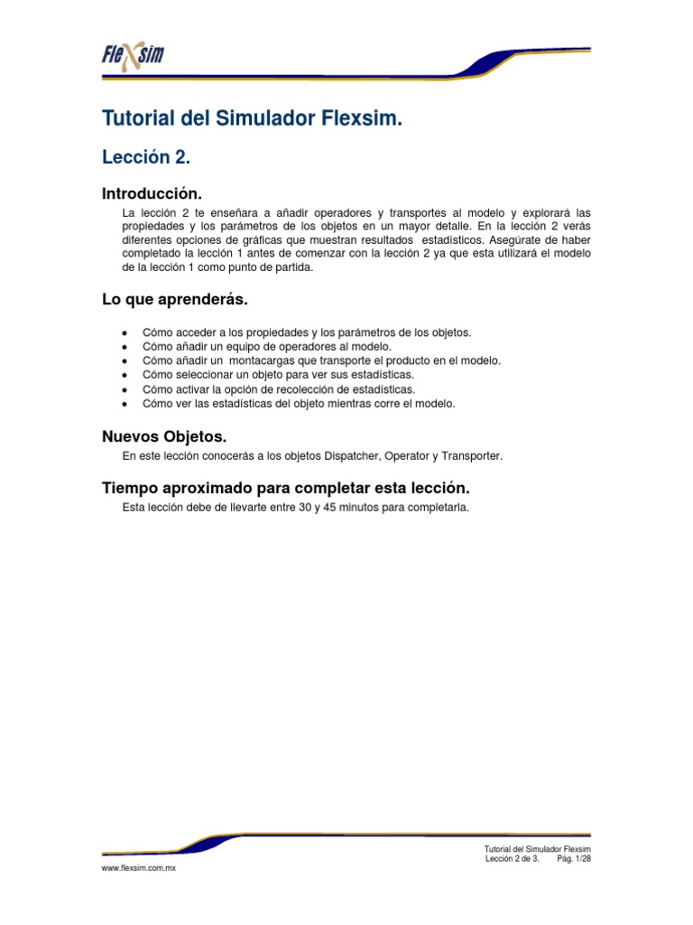 Tutorial Flexsim: Lección 2 - Operadores y Estadísticas | PDF
