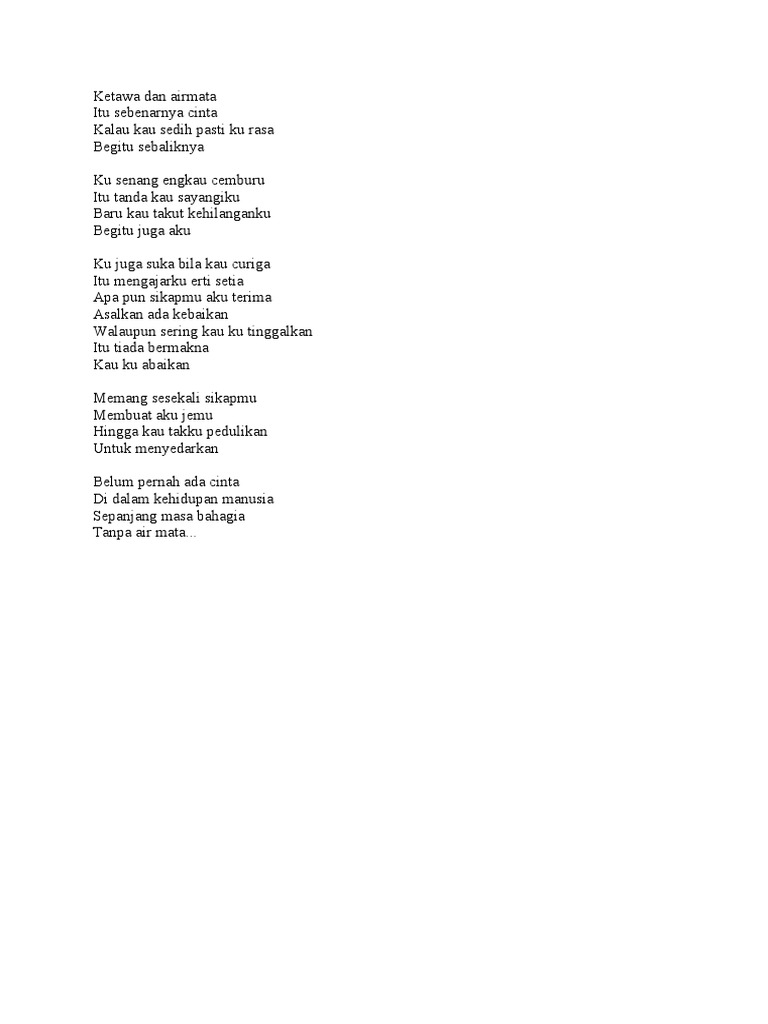 Lirik Ketawa Dan Airmata Pdf