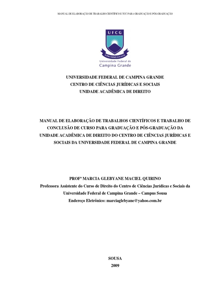 Manual de TCC e Trabalhos Acadêmicos UFCG | PDF | Citação | Science