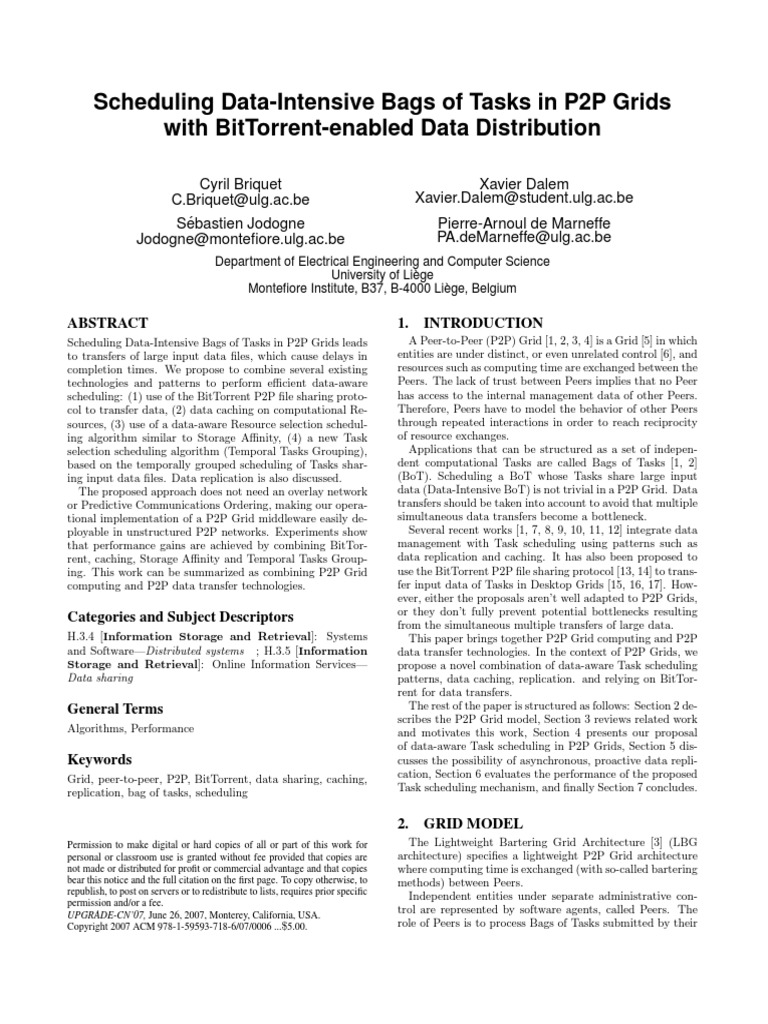 Bittorrent p2p Grid 2007 | PDF | Peer To Peer | Grid Computing