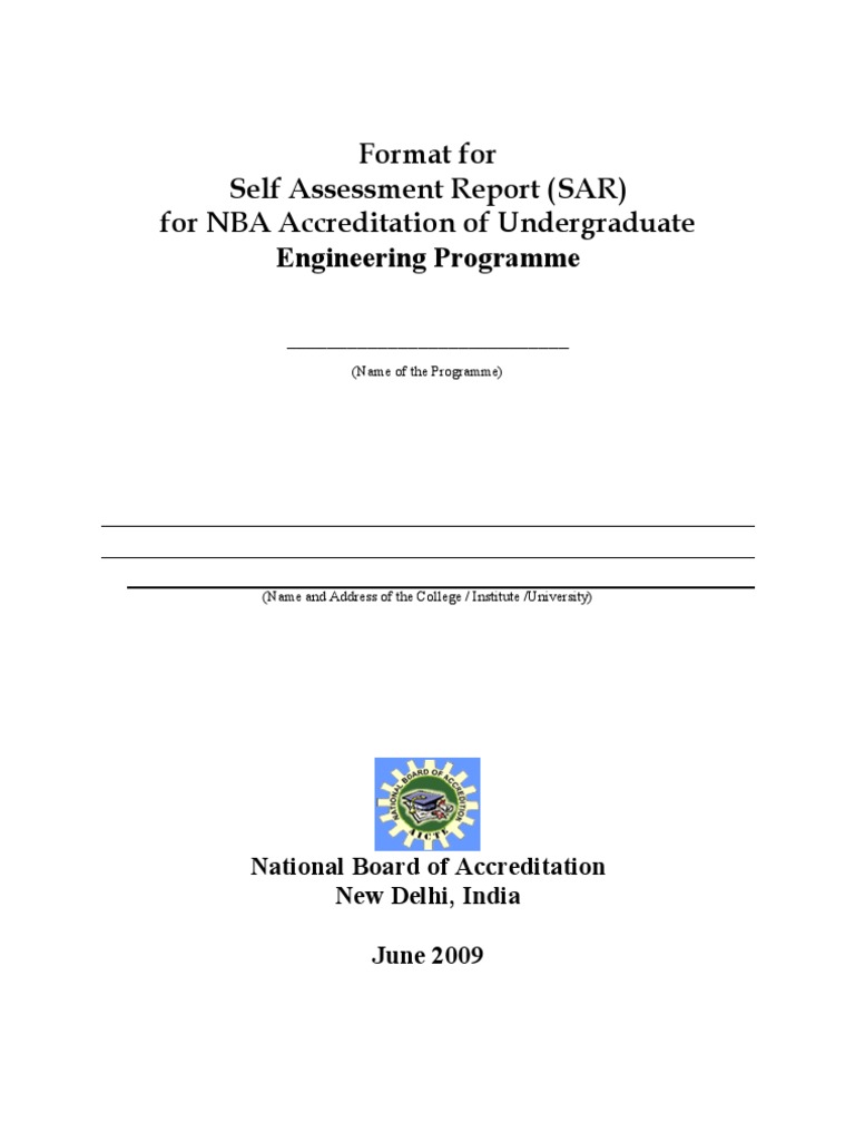 Self Assessment Report Test Assessment